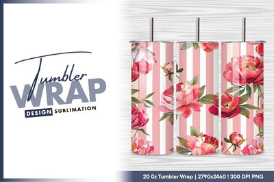 Pink Peony Floral Seamless Pattern Tumbler Png Sublimation Regulrcrative 