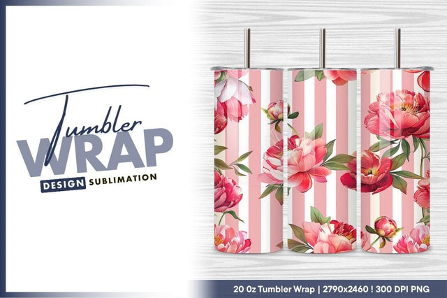 Pink Peony Floral Seamless Pattern Tumbler Png Sublimation Regulrcrative 