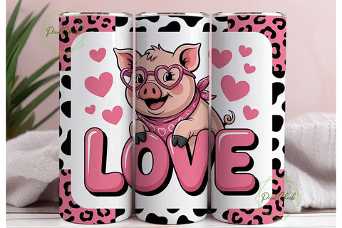 Pink Pig Love 20oz Tumbler Wrap Sublimation PixelChick 