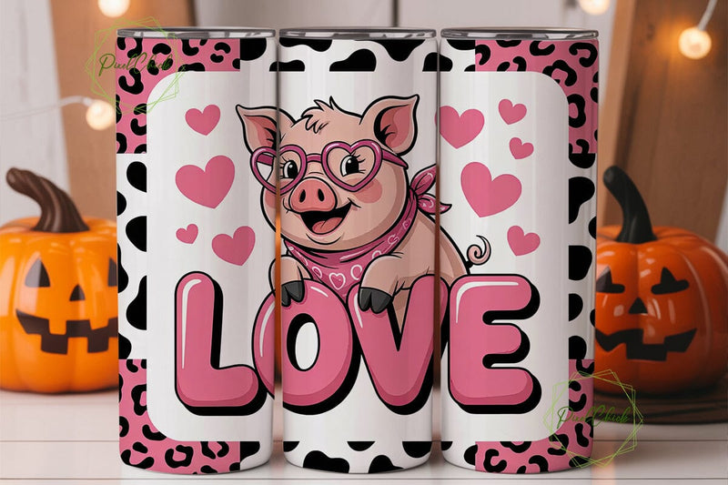 Pink Pig Love 20oz Tumbler Wrap Sublimation PixelChick 