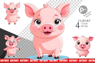 Pink Pig Valentine Clipart Sublimation artnoy 
