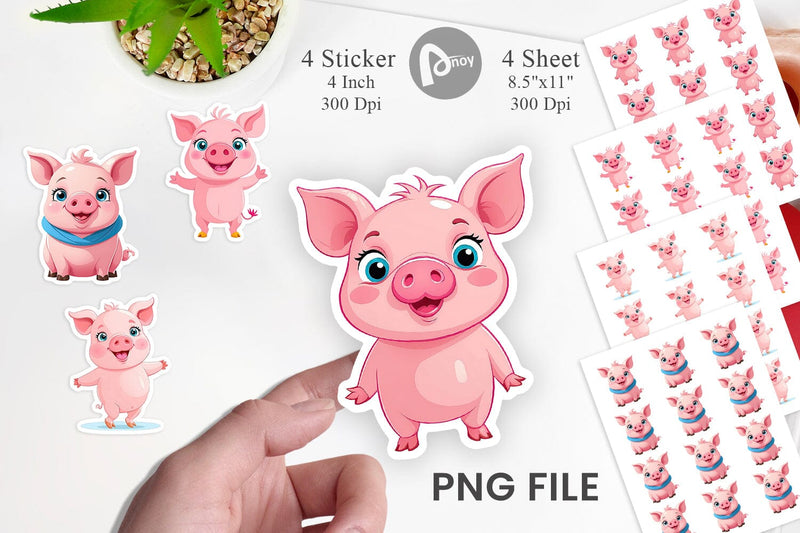 Pink Pig Valentine Sticker Sublimation artnoy 