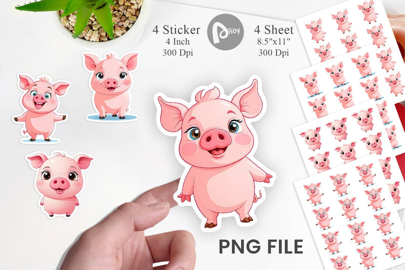 Pink Pig Valentine Sticker Sublimation artnoy 