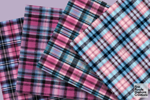 Pink Plaid Fabric Texture Gingham Digital Pattern Fine Purple Elephant Creations 