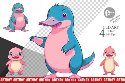 Pink Platypus Valentine Clipart Sublimation artnoy 