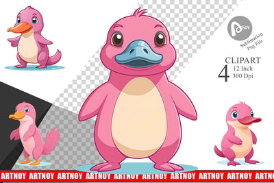 Pink Platypus Valentine Clipart Sublimation artnoy 
