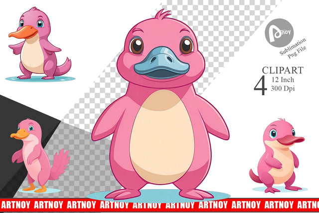 Pink Platypus Valentine Clipart Sublimation artnoy 