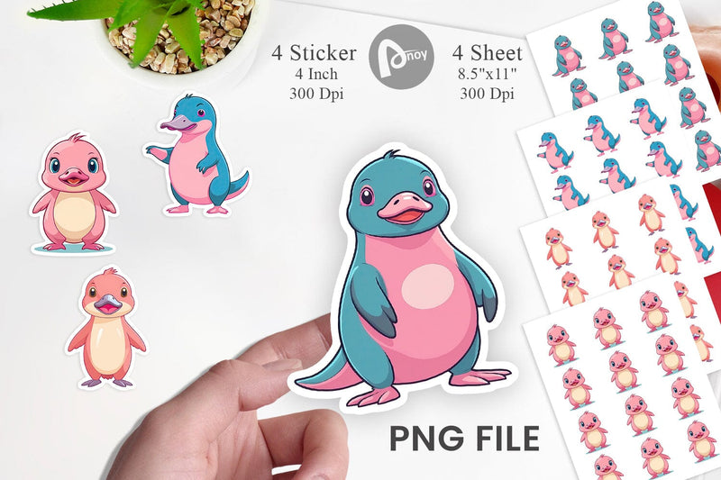 Pink Platypus Valentine Sticker Sublimation artnoy 