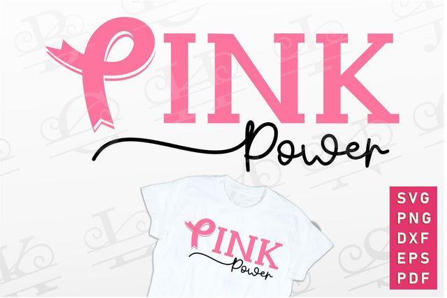 Pink Power, Breast Cancer Ribbon SVG, Cancer Awareness PNG SVG D2PUTRI Designs 