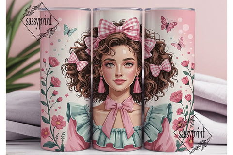 Pink Princess Girl 20oz Tumbler Wrap Sublimation sassyprint 