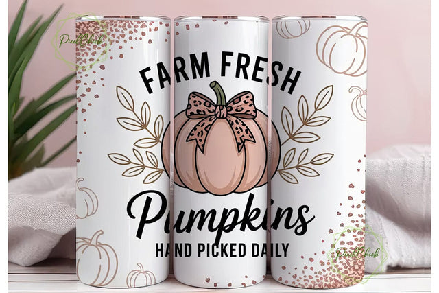 Pink Pumpkin 20oz Tumbler Wrap Sublimation PixelChick 