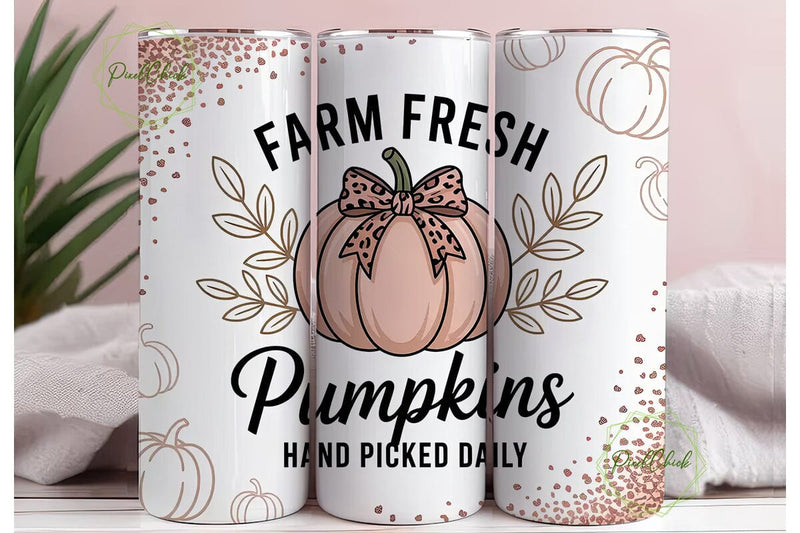 Pink Pumpkin 20oz Tumbler Wrap Sublimation PixelChick 