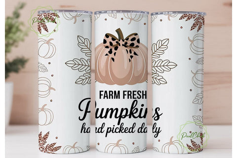 Pink Pumpkin 20oz Tumbler Wrap Sublimation PixelChick 
