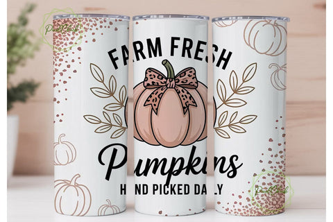 Pink Pumpkin 20oz Tumbler Wrap Sublimation PixelChick 