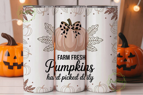 Pink Pumpkin 20oz Tumbler Wrap Sublimation PixelChick 