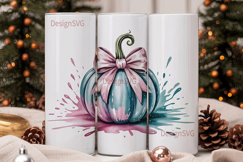Pink Pumpkin Bow 20oz Tumbler Wrap Sublimation DesignSVG 