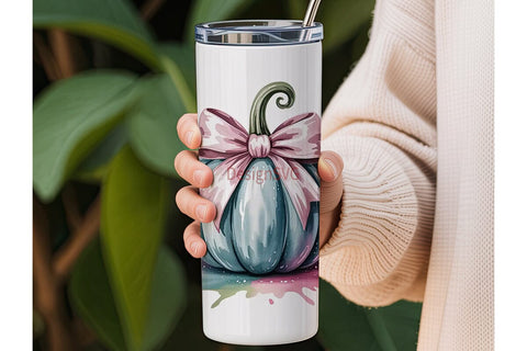 Pink Pumpkin Bow 20oz Tumbler Wrap Sublimation DesignSVG 