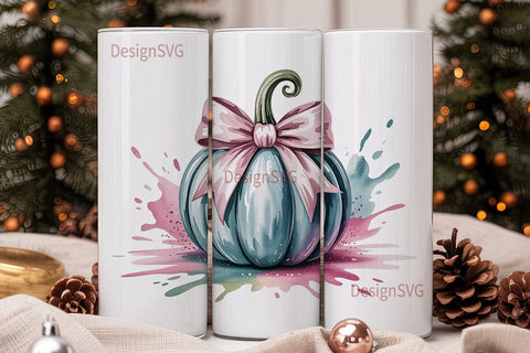 Pink Pumpkin Bow 20oz Tumbler Wrap Sublimation DesignSVG 