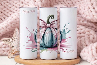 Pink Pumpkin Bow 20oz Tumbler Wrap Sublimation DesignSVG 
