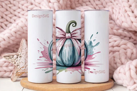 Pink Pumpkin Bow 20oz Tumbler Wrap Sublimation DesignSVG 