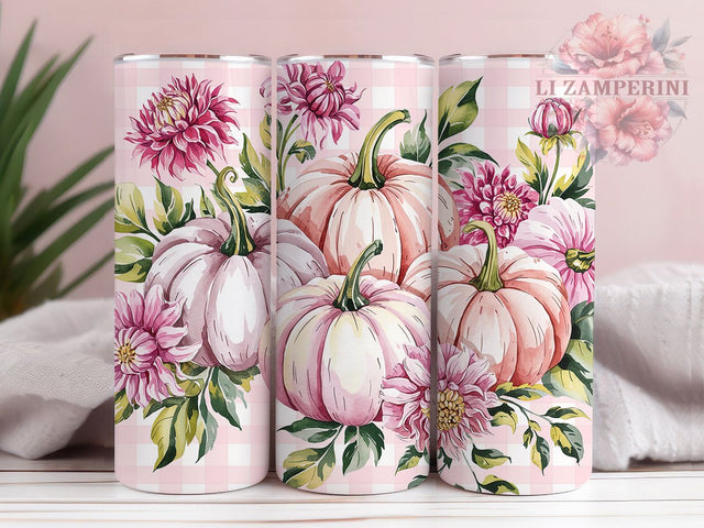 Pink Pumpkin Fall Tumbler Wrap, Fall Tumbler Wrap, 20oz Sublimation, Autumn Pumpkin Cup, Halloween Tumbler, Pumpkin Mug Design, Cute Fall Tumbler Sublimation Li Zamperini 