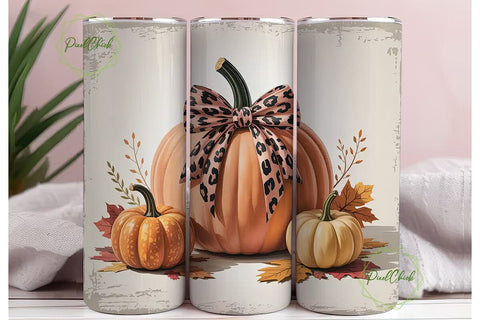 Pink Pumpkin Fall Tumbler Wrap Sublimation PixelChick 