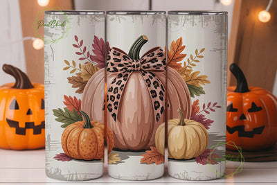 Pink Pumpkin Fall Tumbler Wrap Sublimation PixelChick 