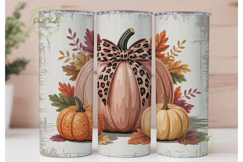 Pink Pumpkin Fall Tumbler Wrap Sublimation PixelChick 
