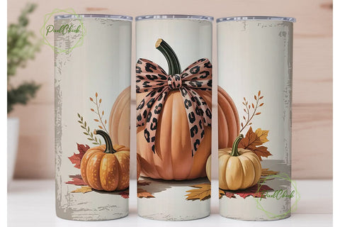 Pink Pumpkin Fall Tumbler Wrap Sublimation PixelChick 