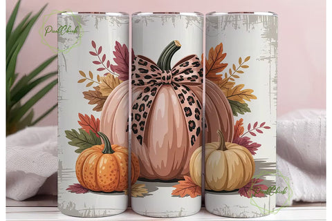 Pink Pumpkin Fall Tumbler Wrap Sublimation PixelChick 