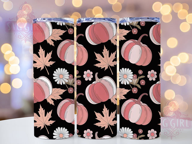 Pink Pumpkin Floral Autumn Tumbler, Floral Fall Tumbler, Girly Autumn Wrap, 20Oz Sublimation Design, Pumpkin Floral Drinkware, Autumn Aesthetic Cup, Fall Coffee Tumbler Sublimation SvggirlplusArt 