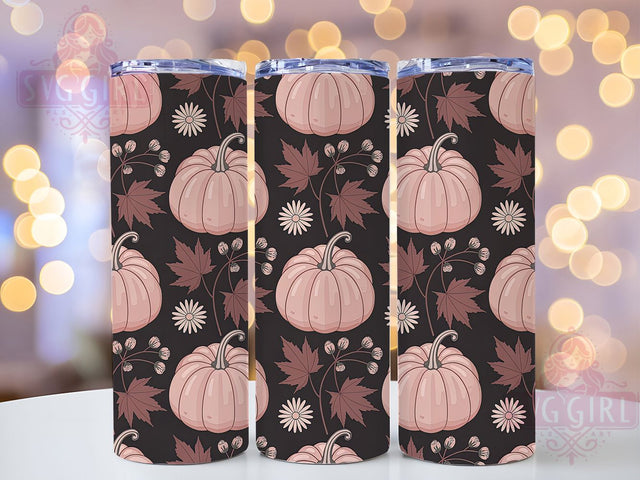 Pink Pumpkin Floral Autumn Tumbler, Floral Fall Tumbler, Girly Autumn Wrap, 20Oz Sublimation Design, Pumpkin Floral Drinkware, Autumn Aesthetic Cup, Fall Coffee Tumbler Sublimation SvggirlplusArt 