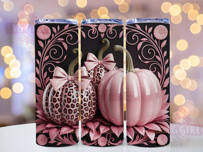 Pink Pumpkin Floral Ribbon 20oz Tumbler, Pink Ribbon, Pink Pumpkin, Floral Tumbler, Survivor Support, Sublimation Wrap, 20Oz Tumbler Sublimation SvggirlplusArt 