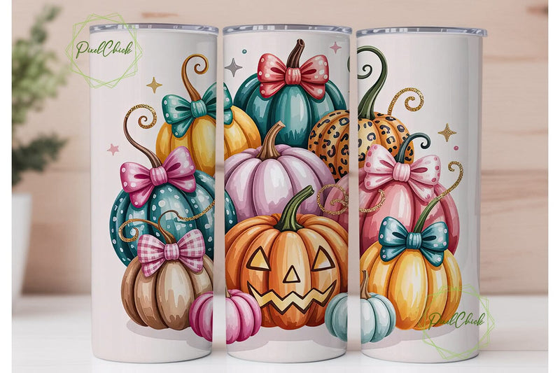 Pink Pumpkin Patch 20oz Tumbler Wrap Sublimation PixelChick 