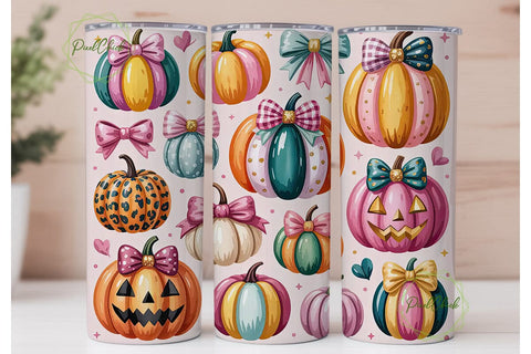 Pink Pumpkin Patch 20oz Tumbler Wrap Sublimation PixelChick 