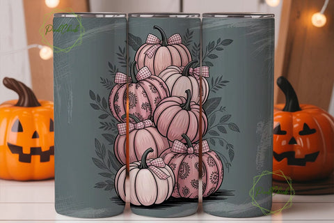 Pink Pumpkin Patch 20oz Tumbler Wrap Sublimation PixelChick 