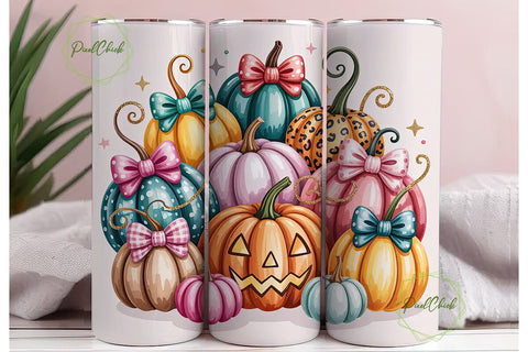 Pink Pumpkin Patch 20oz Tumbler Wrap Sublimation PixelChick 