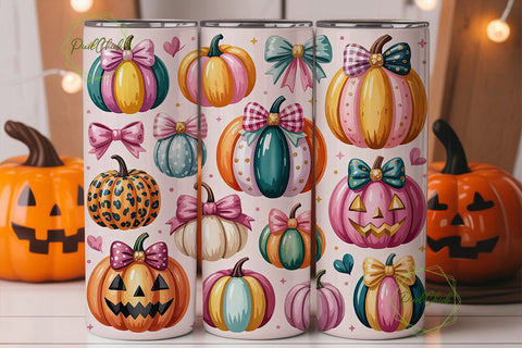 Pink Pumpkin Patch 20oz Tumbler Wrap Sublimation PixelChick 