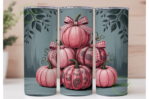 Pink Pumpkin Patch 20oz Tumbler Wrap Sublimation PixelChick 