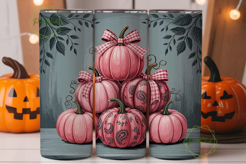 Pink Pumpkin Patch 20oz Tumbler Wrap Sublimation PixelChick 