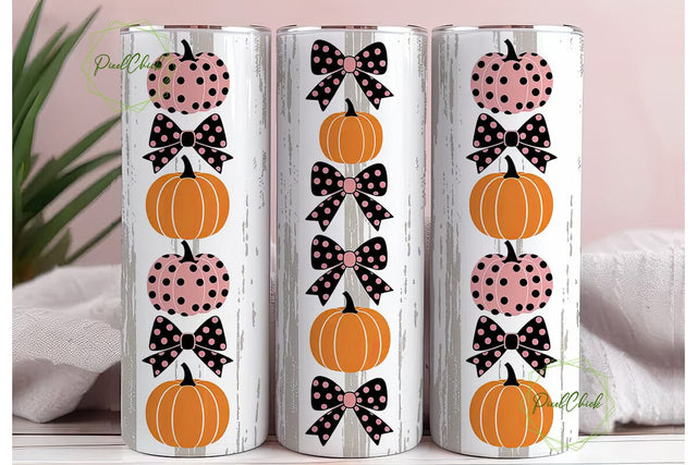 Pink Pumpkin Patch Tumbler Wrap Sublimation PixelChick 