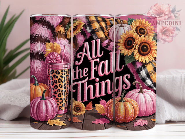Pink Pumpkin Spice Fall Tumbler, Fall Tumbler Wrap, Autumn Drinkware, Pumpkin Spice Cup, Cozy Fall Mug, Pink Fall Decor, Thanksgiving Tumbler Sublimation Li Zamperini 