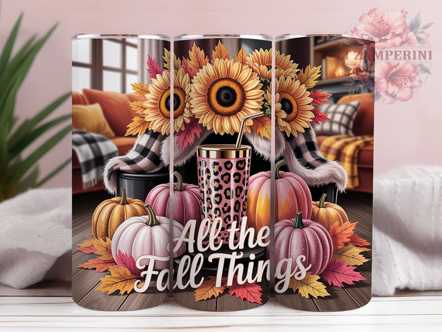 Pink Pumpkin Spice Fall Tumbler, Fall Tumbler Wrap, Autumn Drinkware, Pumpkin Spice Cup, Cozy Fall Mug, Pink Fall Decor, Thanksgiving Tumbler Sublimation Li Zamperini 