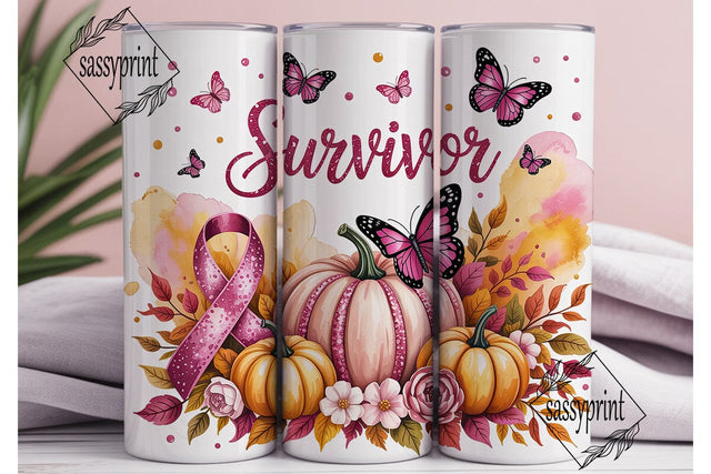 Pink Pumpkin Survivor Tumbler Wrap Sublimation sassyprint 