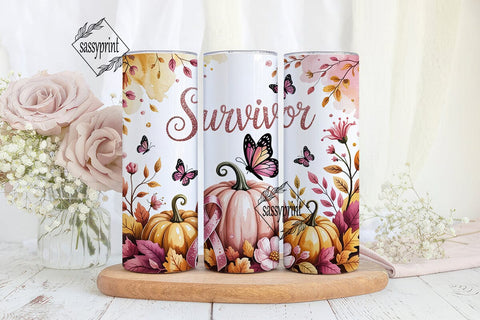 Pink Pumpkin Survivor Tumbler Wrap Sublimation sassyprint 