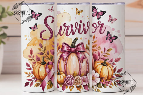 Pink Pumpkin Survivor Tumbler Wrap Sublimation sassyprint 