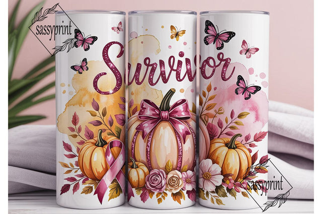 Pink Pumpkin Survivor Tumbler Wrap Sublimation sassyprint 