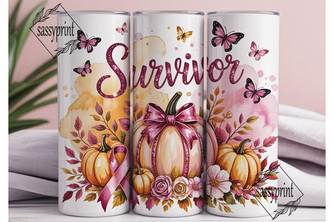 Pink Pumpkin Survivor Tumbler Wrap Sublimation sassyprint 
