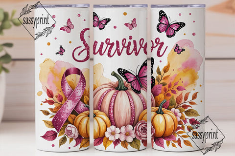 Pink Pumpkin Survivor Tumbler Wrap Sublimation sassyprint 