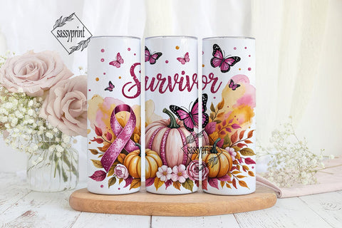 Pink Pumpkin Survivor Tumbler Wrap Sublimation sassyprint 